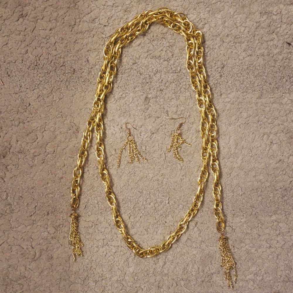 Chain Wrap Necklace & Earring Set